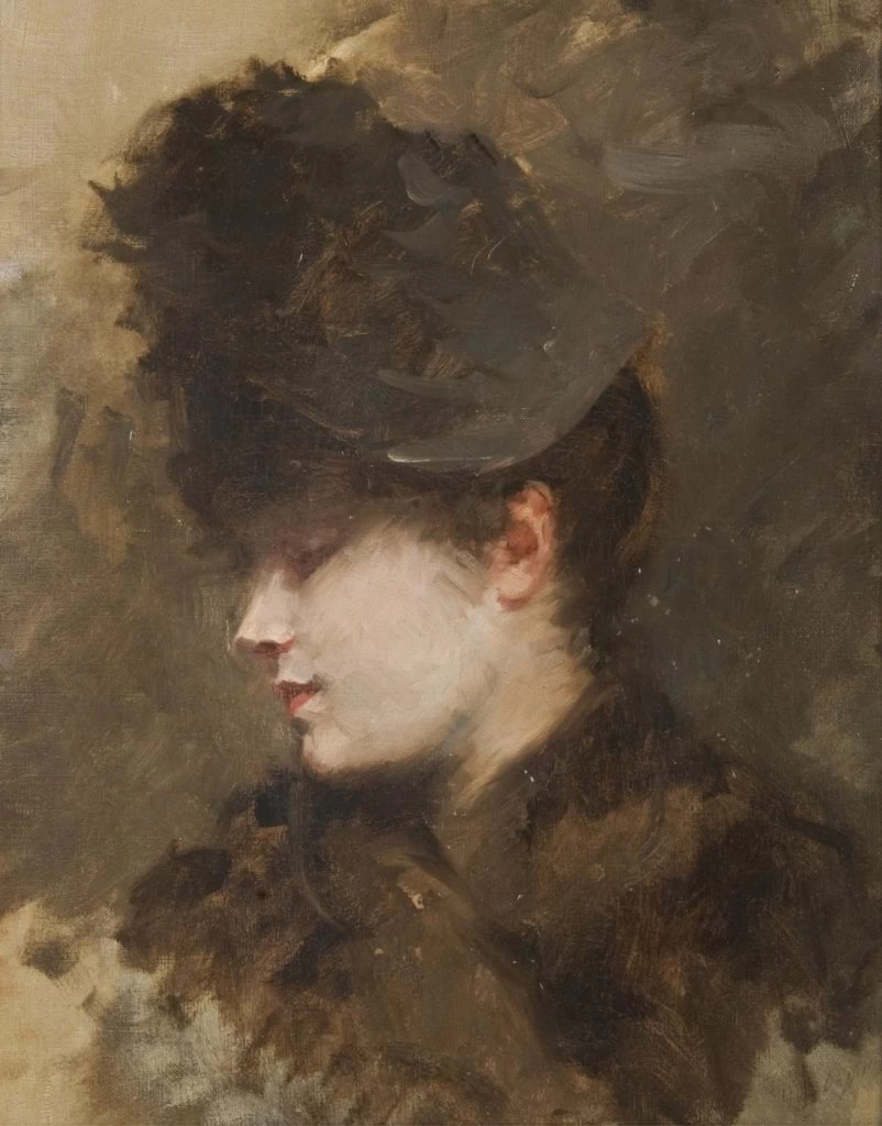 Giuseppe De Nittis - 131, Testa femminile di profilo con cappellino (1883)